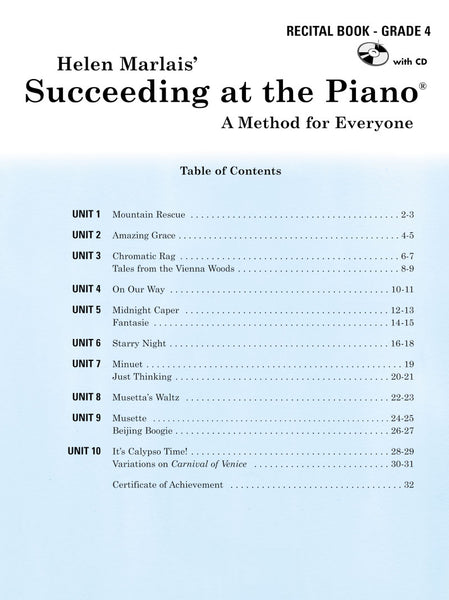 Succeeding at the Piano Recital Book - Grade 4