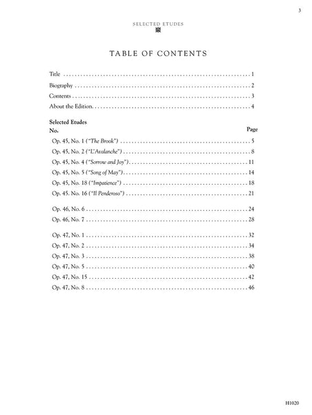 Selected Etudes, Opp. 45, 46, and 47